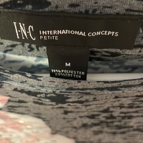 NEW INC embellished T-shirt w/ sequins. Black/pink/white/grey. Size M petite - Picture 2 of 9